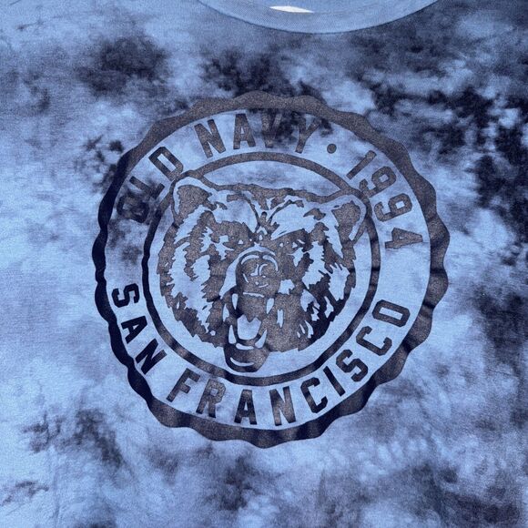 Vintage Old Navy San Francisco Bear Tie Dye Soft Washed Blue T-Shirt Size M - Picture 2 of 7